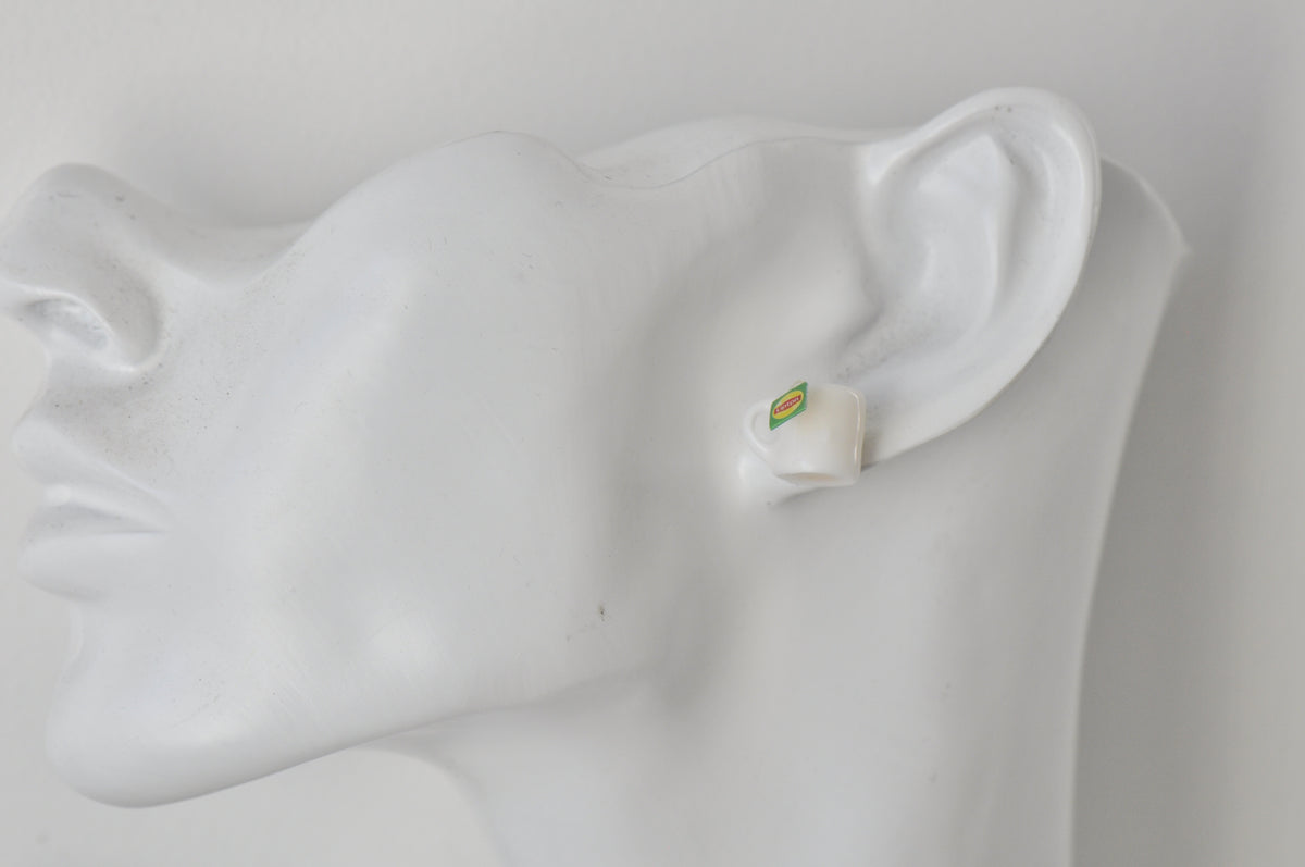 Miniature Food Drink Lipton Tea Stud Earrings - Green