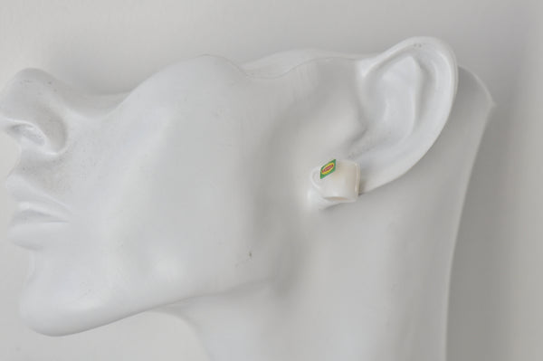 Miniature Food Drink Lipton Tea Stud Earrings - Green