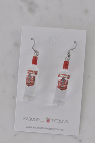 Smirnoff Vodka Alcohol Spirit Shots Drinking Drink Novelty Drop Dangle Earrings