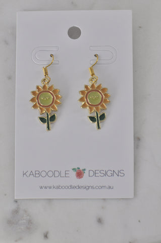 Sunflower Summer Sunshine Novelty Fun Drop Dangle Earrings