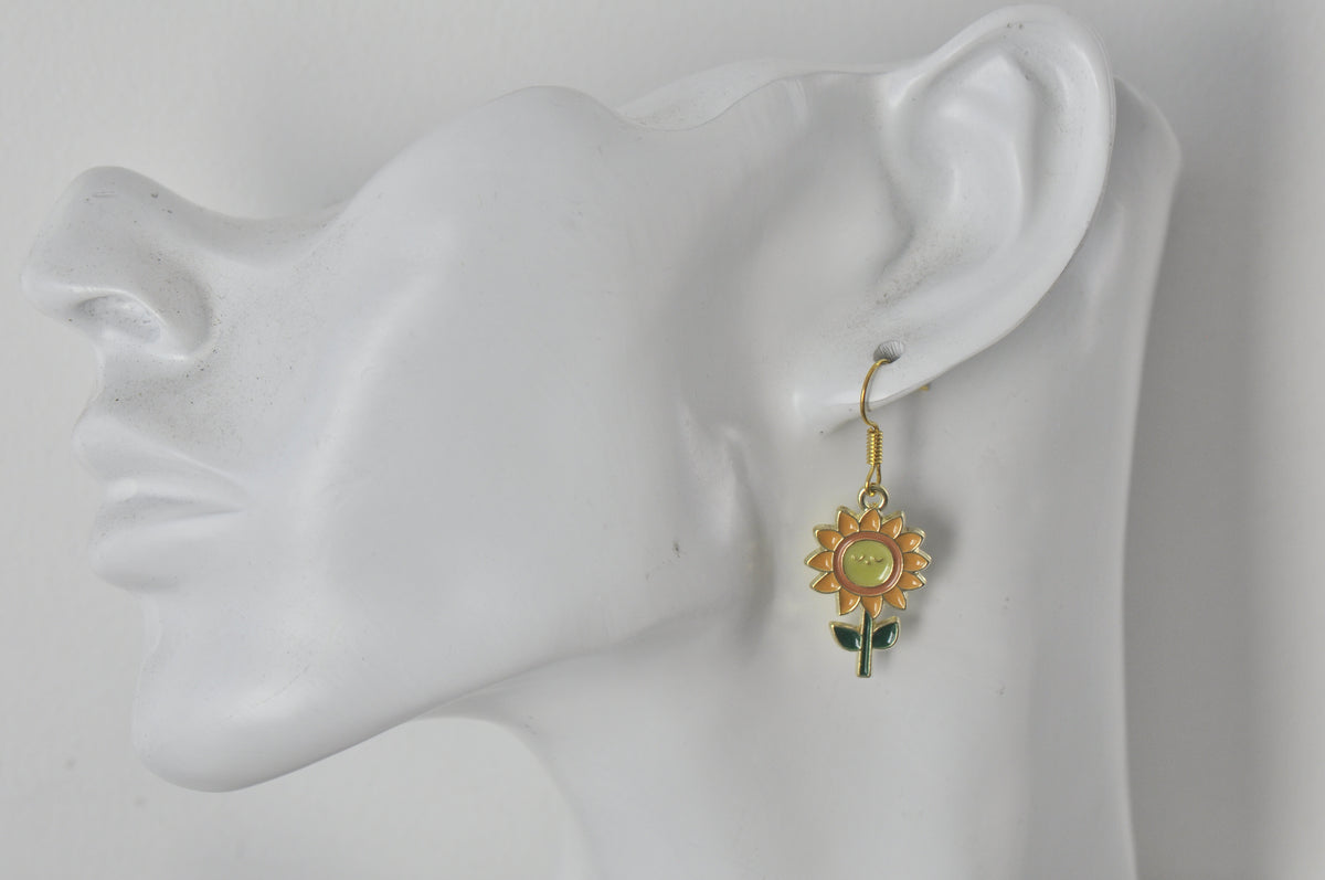 Sunflower Summer Sunshine Novelty Fun Drop Dangle Earrings