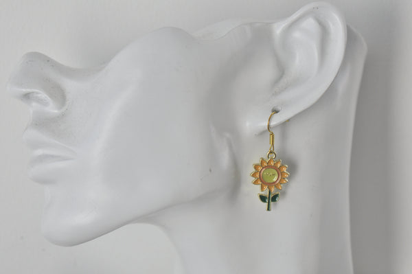 Sunflower Summer Sunshine Novelty Fun Drop Dangle Earrings