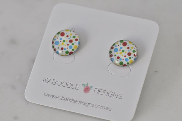 Handmade Artwork Stud Earrings - Party Polkadot