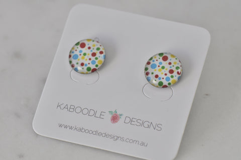 Handmade Artwork Stud Earrings - Party Polkadot