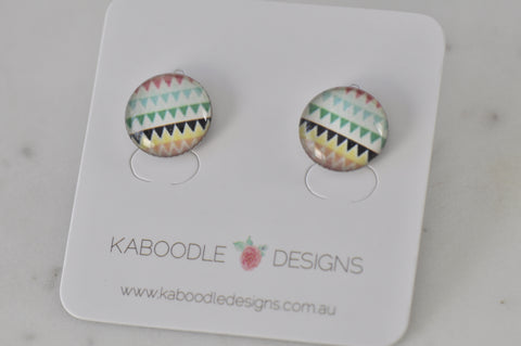 Handmade Artwork Stud Earrings - Aztec Print