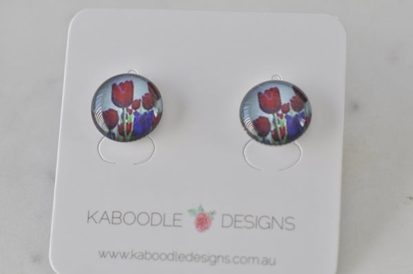 Handmade Artwork Stud Earrings - Tulips