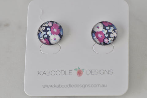 Handmade Artwork Stud Earrings - Flowers