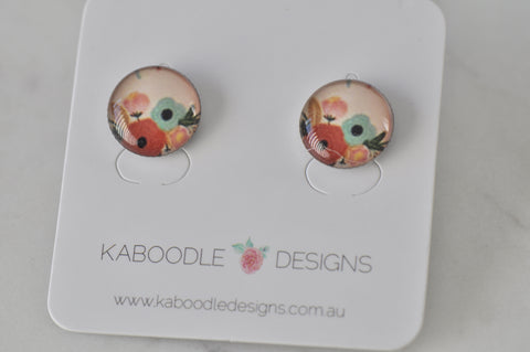 Handmade Artwork Stud Earrings - Flowers