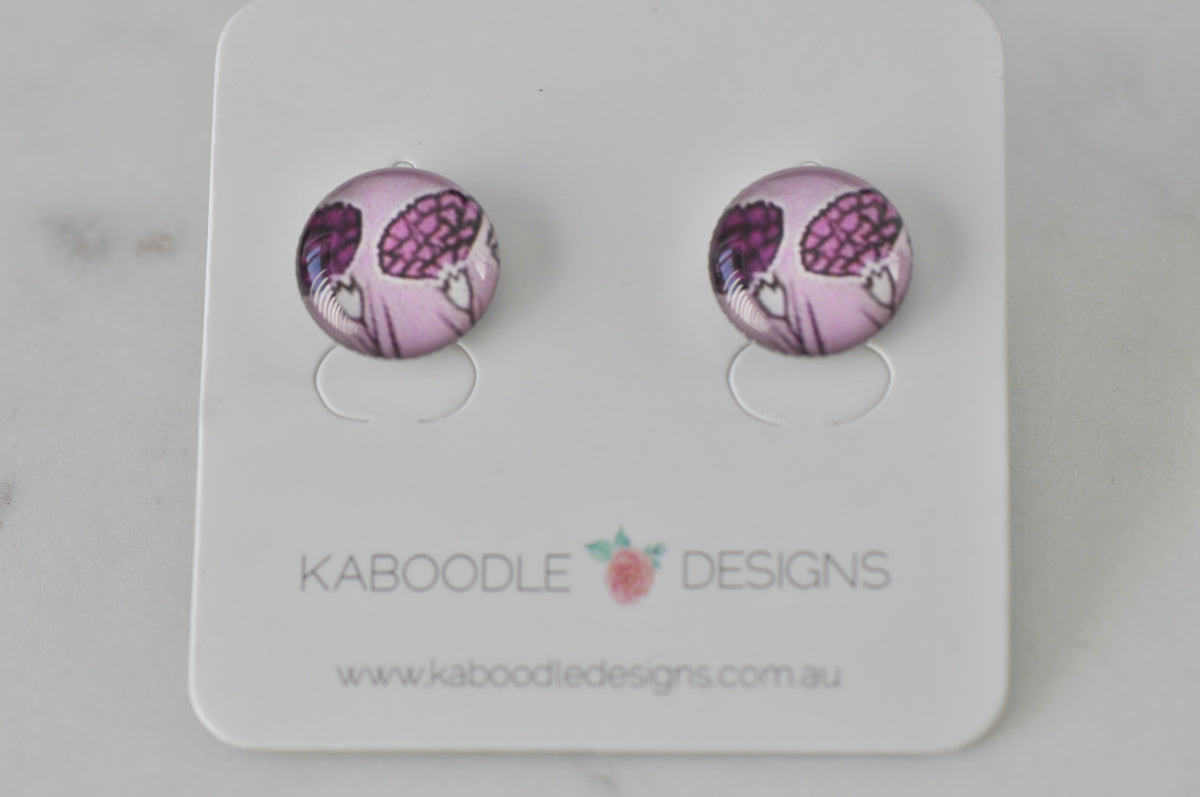 Handmade Artwork Stud Earrings - Flowers