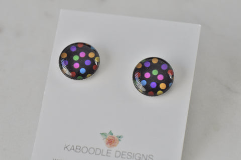 Handmade Artwork Stud Earrings - Polkadot