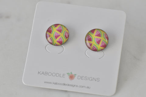 Handmade Artwork Stud Earrings - Watermelon