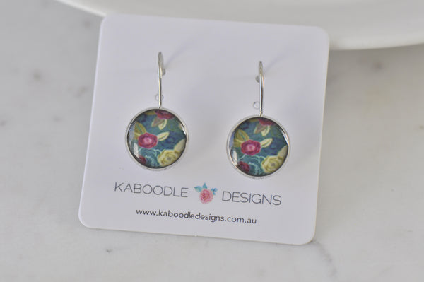 Handmade Round Clip Leverback Dangle Earrings