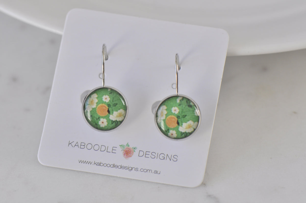 Handmade Round Clip Leverback Dangle Earrings