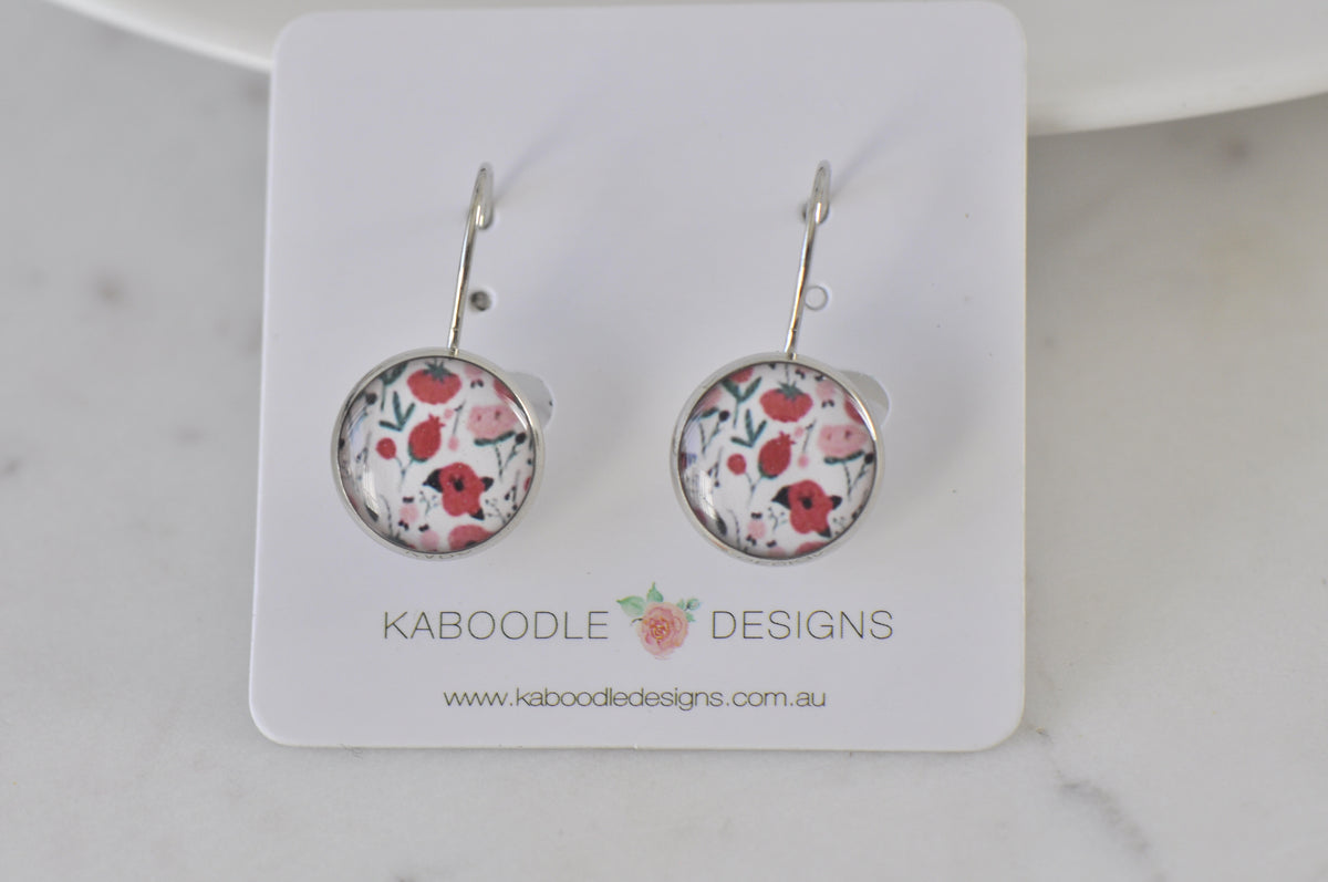 Handmade Round Clip Leverback Dangle Earrings