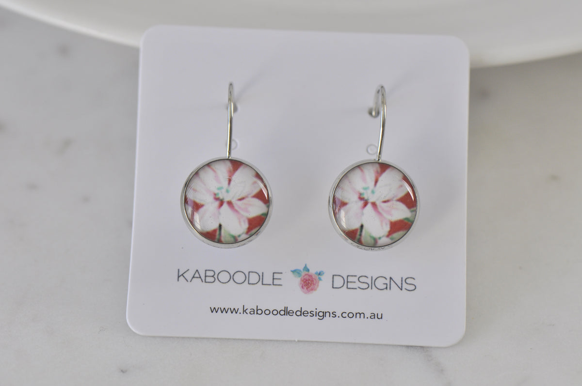 Handmade Round Clip Leverback Dangle Earrings