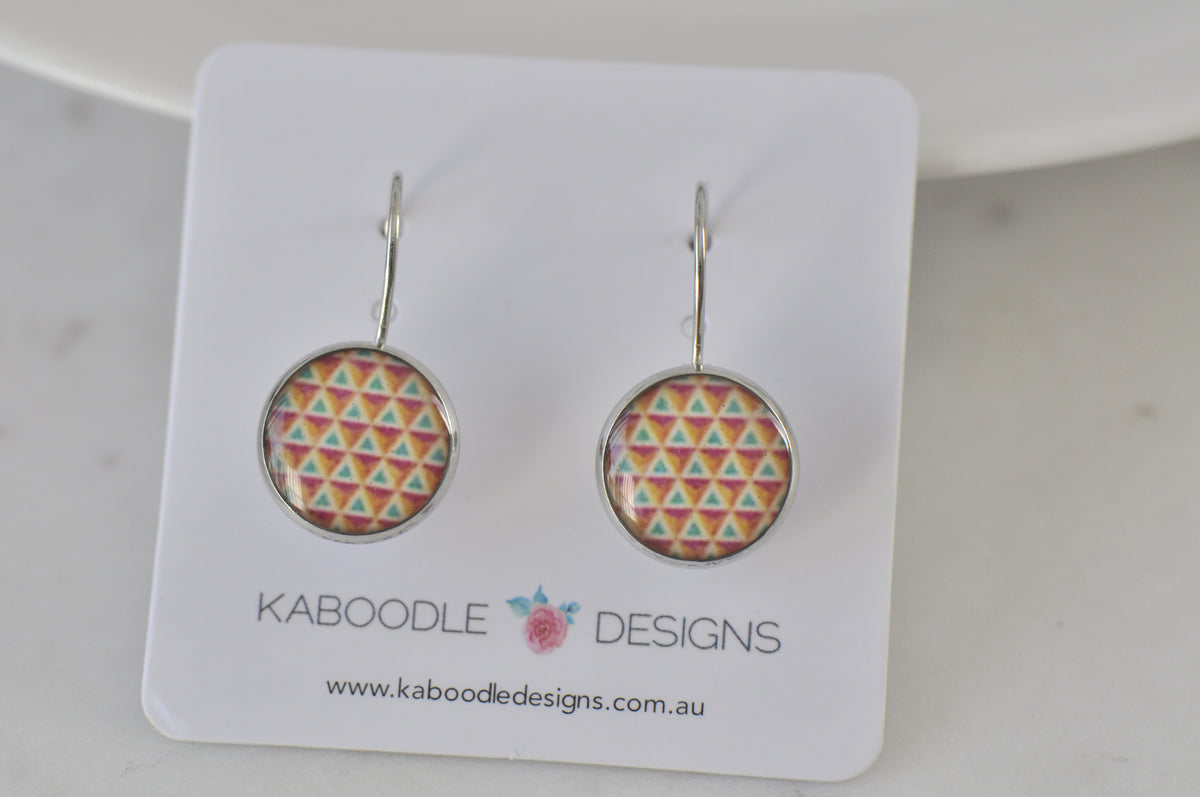 Handmade Round Clip Leverback Dangle Earrings