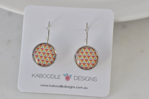 Handmade Round Clip Leverback Dangle Earrings
