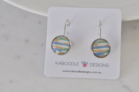 Handmade Round Clip Leverback Dangle Earrings