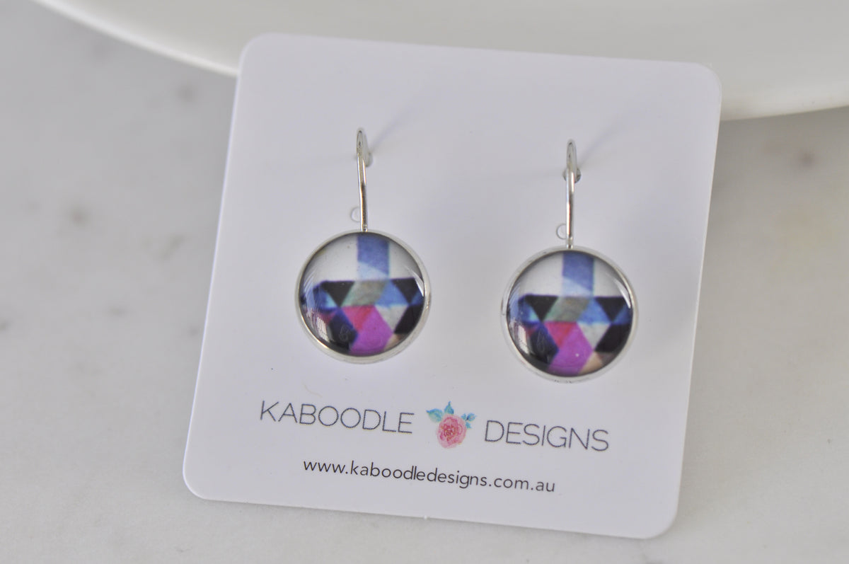 Handmade Round Clip Leverback Dangle Earrings