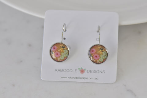 Handmade Round Clip Leverback Dangle Earrings