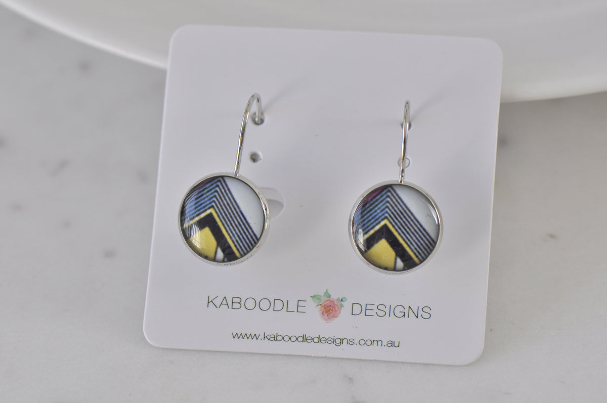 Handmade Round Clip Leverback Dangle Earrings