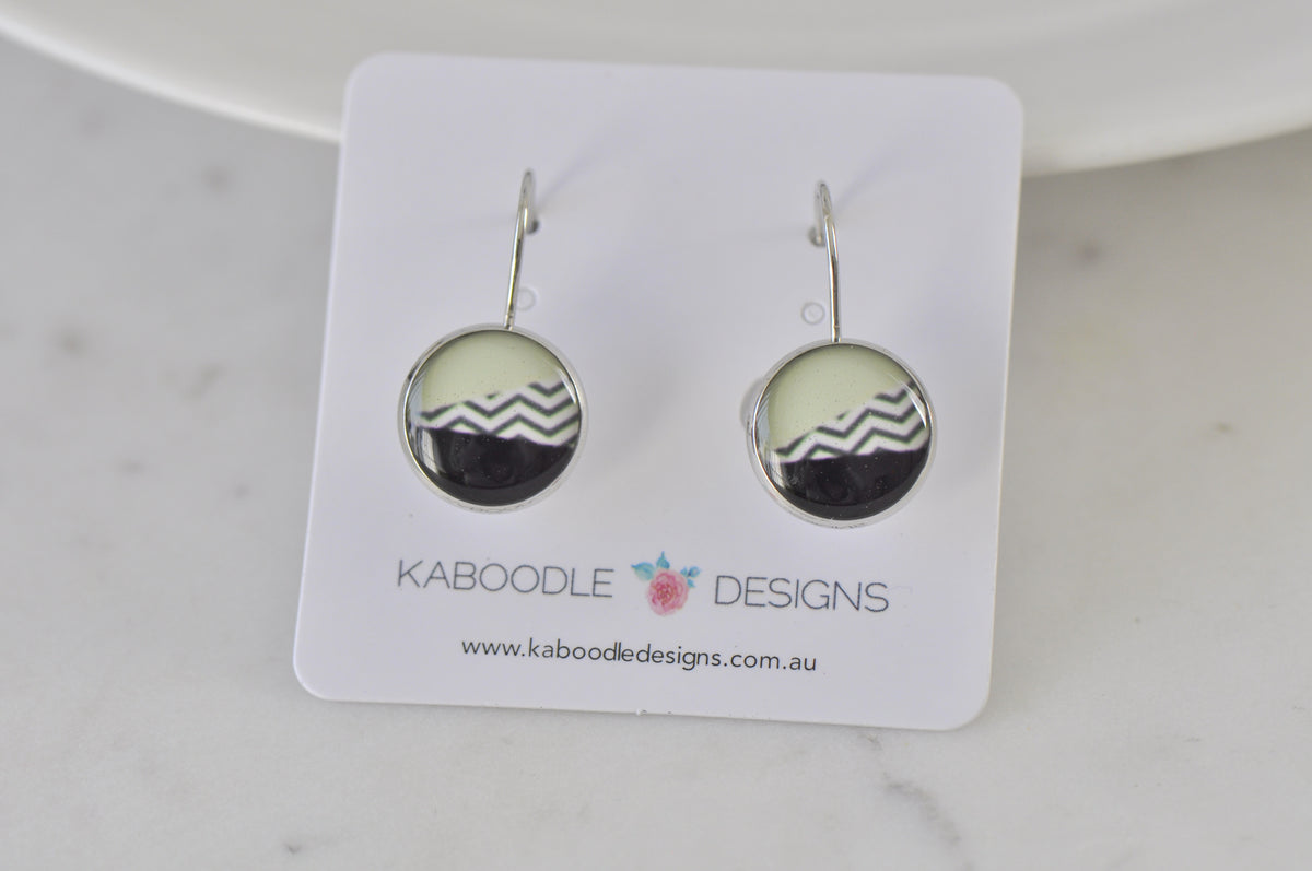 Handmade Round Clip Leverback Dangle Earrings
