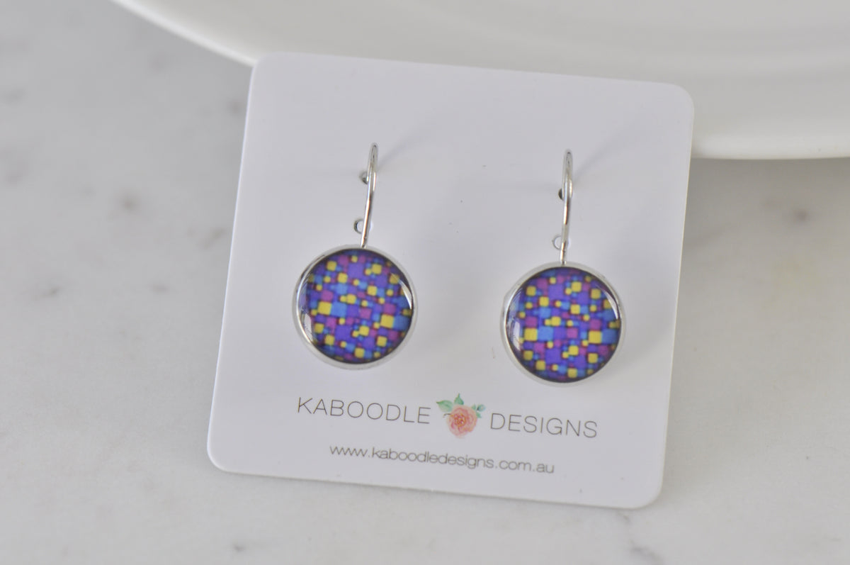 Handmade Round Clip Leverback Dangle Earrings