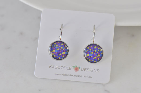 Handmade Round Clip Leverback Dangle Earrings