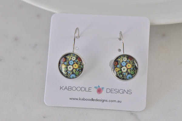 Handmade Round Clip Leverback Dangle Earrings