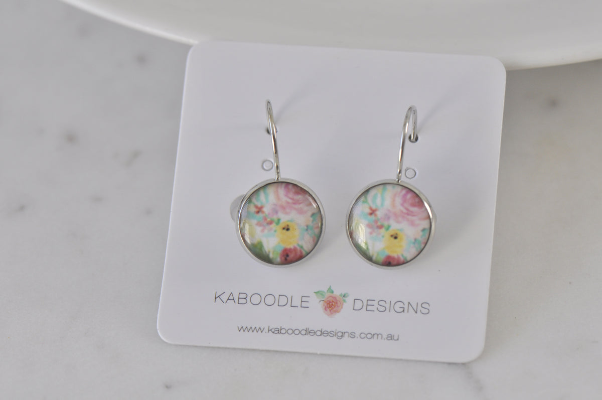 Handmade Round Clip Leverback Dangle Earrings