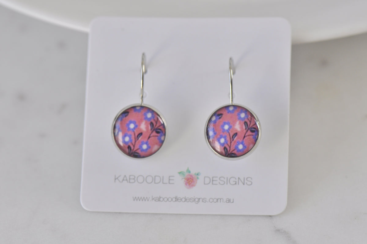 Handmade Round Clip Leverback Dangle Earrings