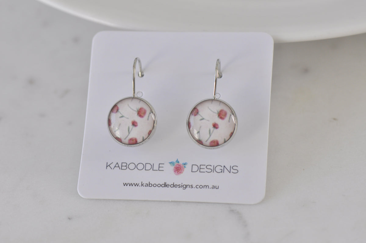 Handmade Round Clip Leverback Dangle Earrings