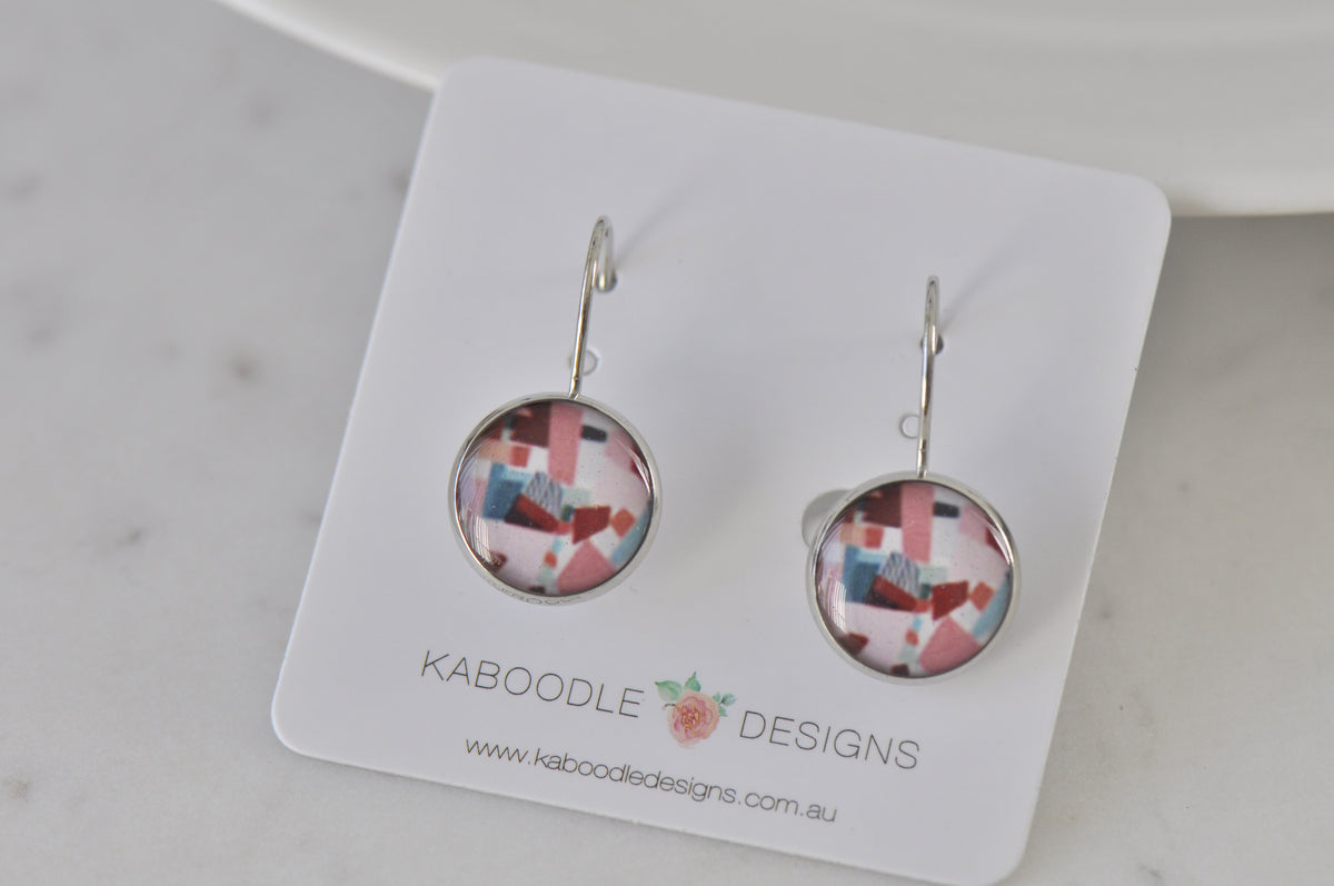 Handmade Round Clip Leverback Dangle Earrings
