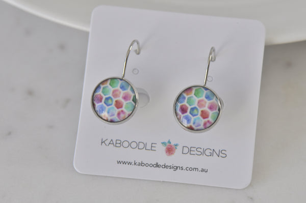 Handmade Round Clip Leverback Dangle Earrings
