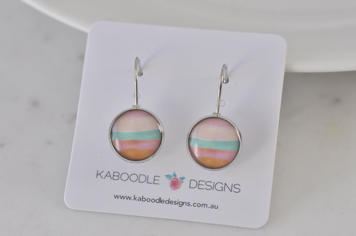 Handmade Round Clip Leverback Dangle Earrings