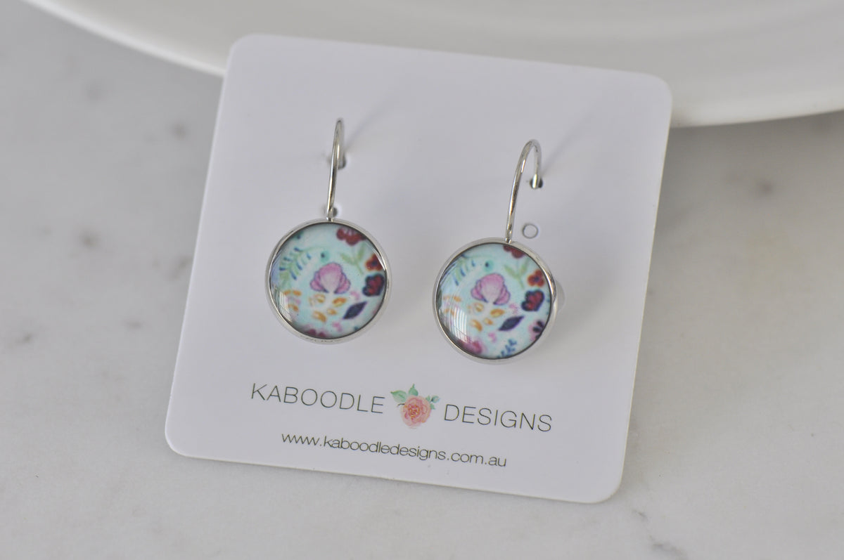 Handmade Round Clip Leverback Dangle Earrings