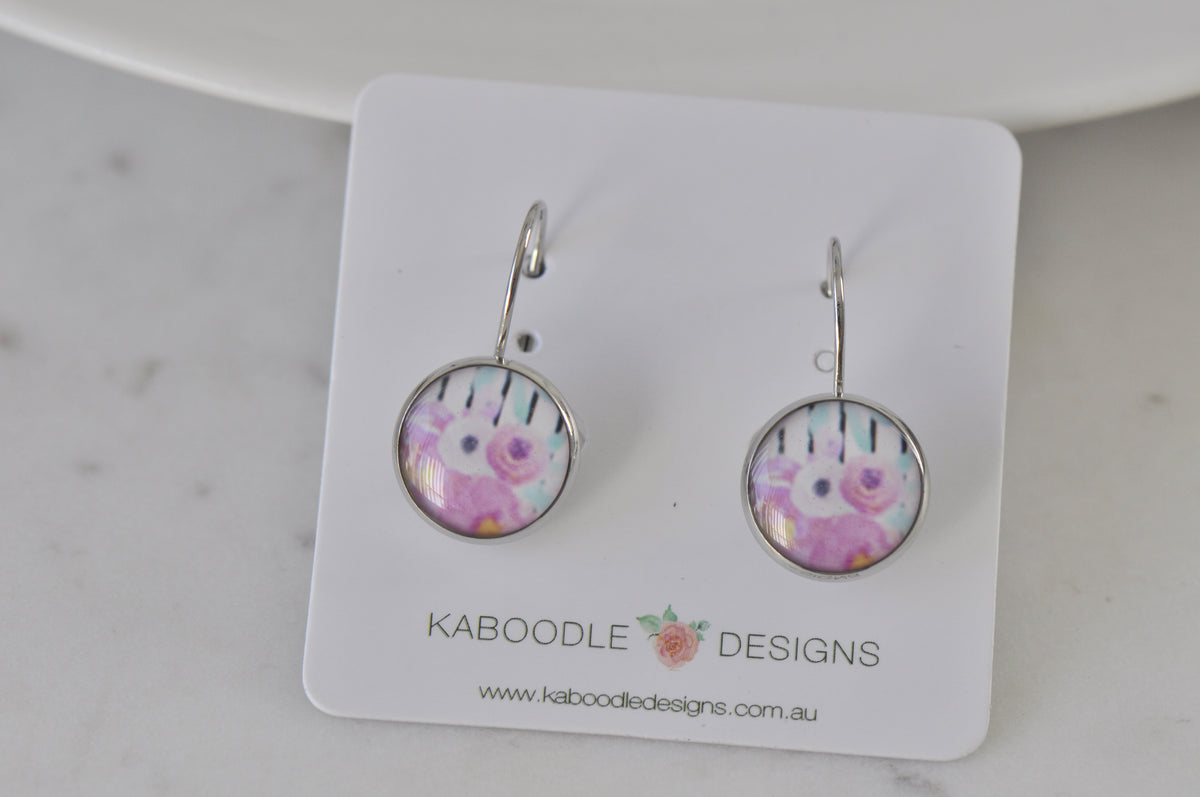 Handmade Round Clip Leverback Dangle Earrings