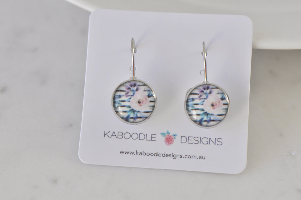 Handmade Round Clip Leverback Dangle Earrings