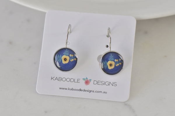 Handmade Round Clip Leverback Dangle Earrings