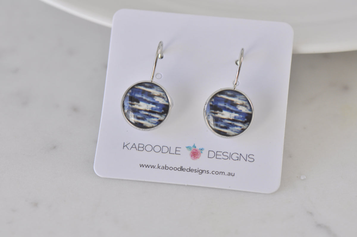 Handmade Round Clip Leverback Dangle Earrings