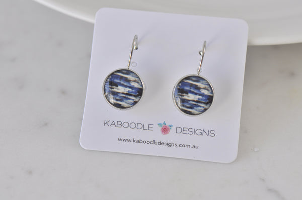 Handmade Round Clip Leverback Dangle Earrings