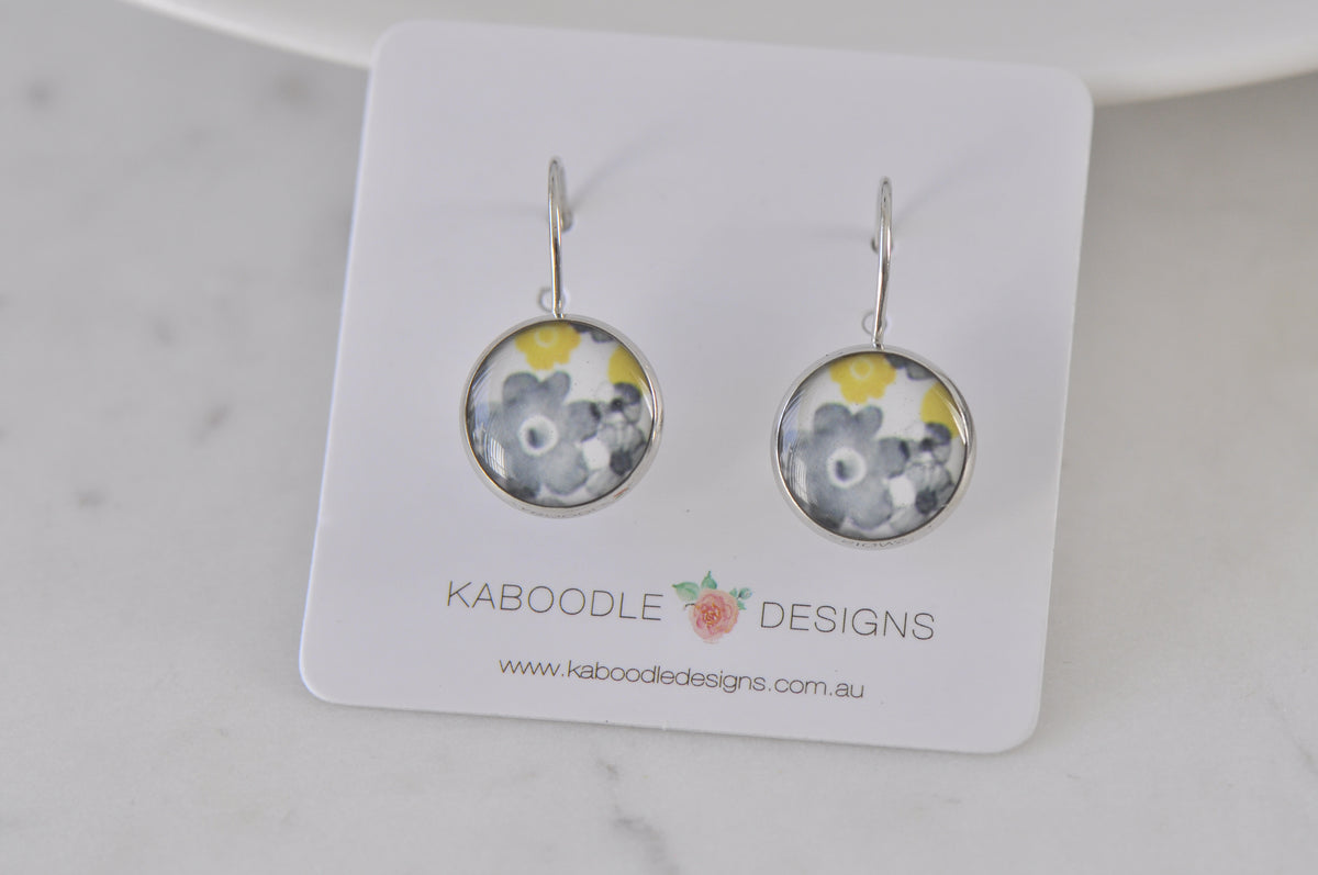 Handmade Round Clip Leverback Dangle Earrings