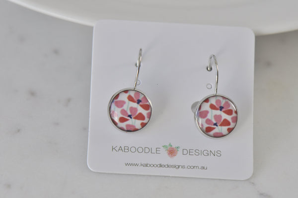 Handmade Round Clip Leverback Dangle Earrings
