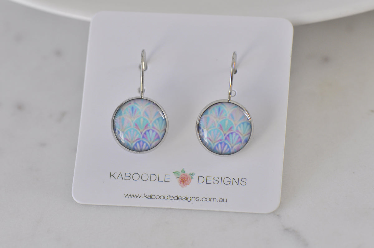 Handmade Round Clip Leverback Dangle Earrings