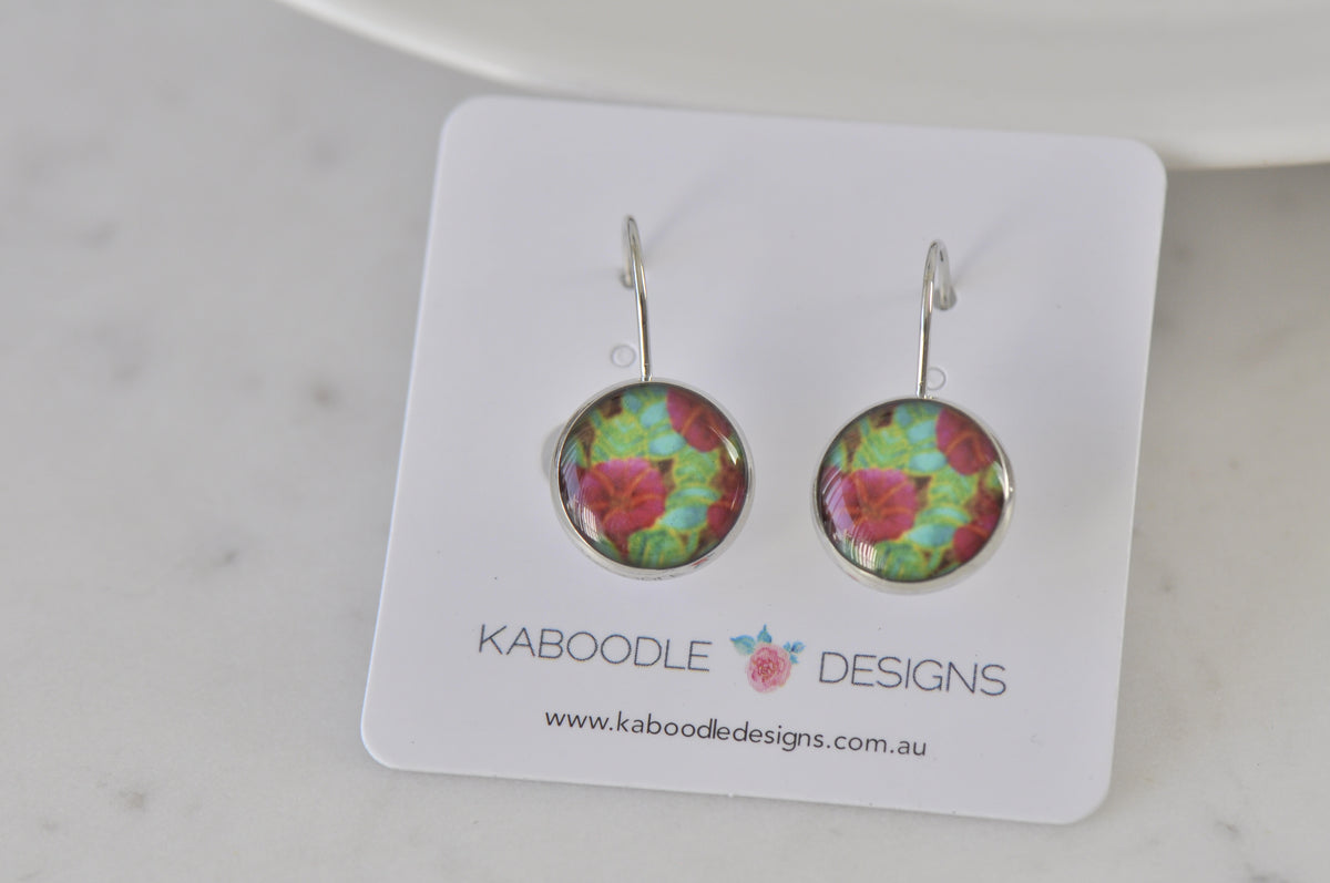 Handmade Round Clip Leverback Dangle Earrings