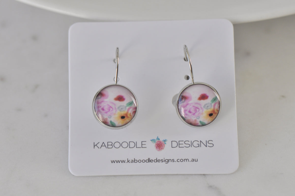 Handmade Round Clip Leverback Dangle Earrings