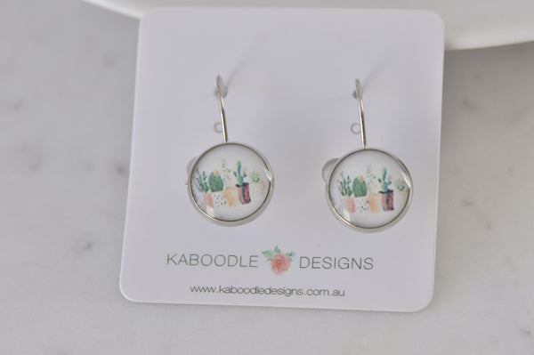 Handmade Round Clip Leverback Dangle Earrings