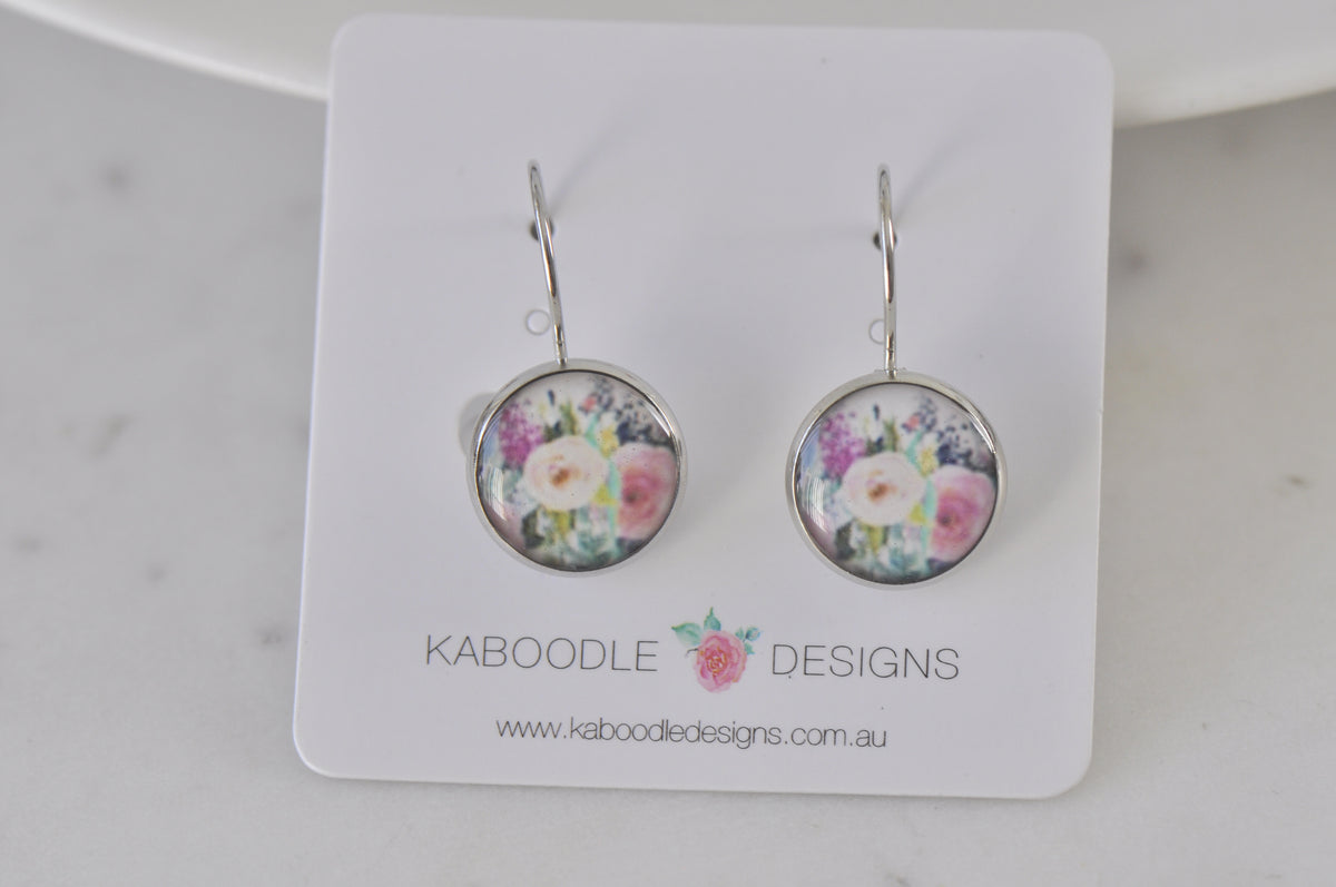 Handmade Round Clip Leverback Dangle Earrings
