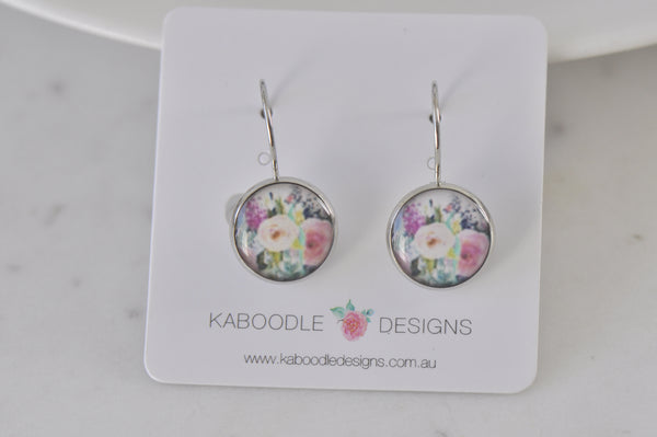 Handmade Round Clip Leverback Dangle Earrings