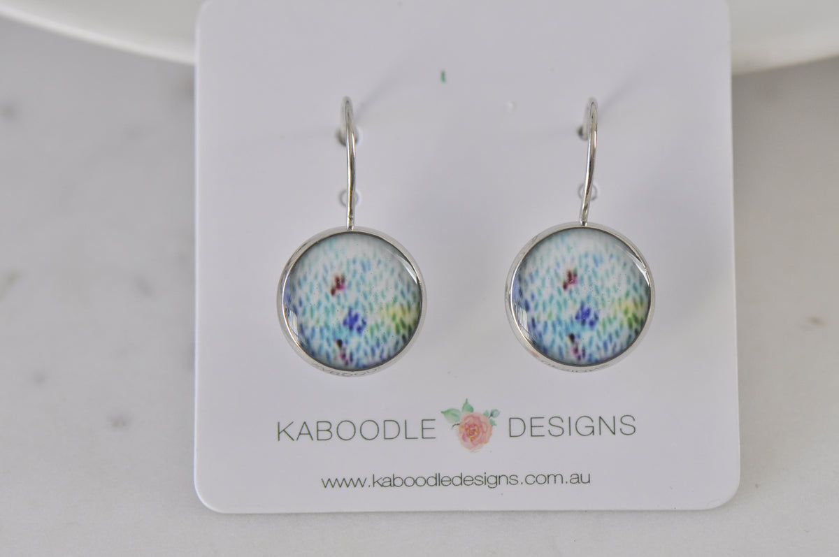 Handmade Round Clip Leverback Dangle Earrings